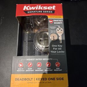 New-OB | Kwikset Deadbolt Keyed One Side Satin Nickle SmartKey